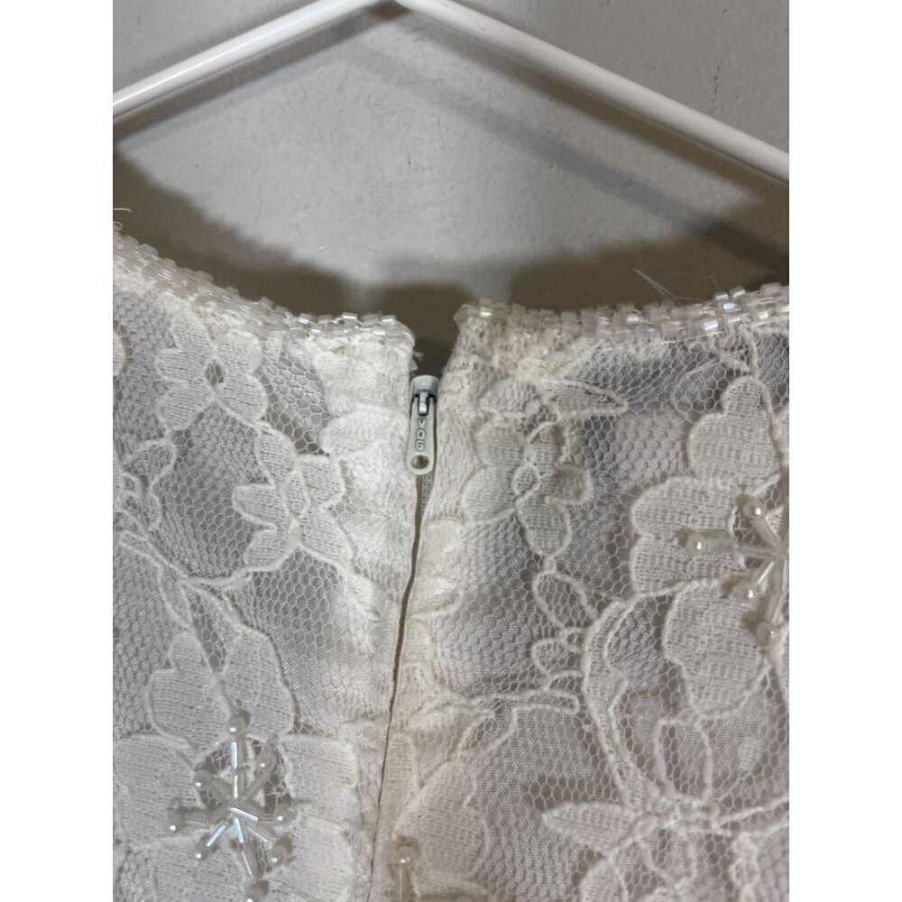 Retro Beaded Floral Top M White Glam Lace Bridal Retro Classic Chic Preppy Boho - Picture 5 of 15